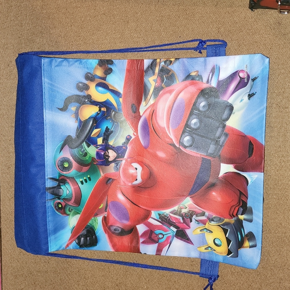 🎆 NWOT Baymax Drawstring Backpack Kids School Gym Bag